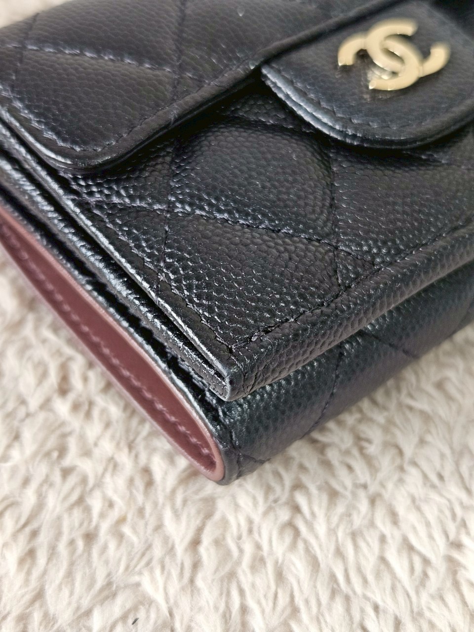 Chanel Trifold Short Black Caviar GHW Wallet