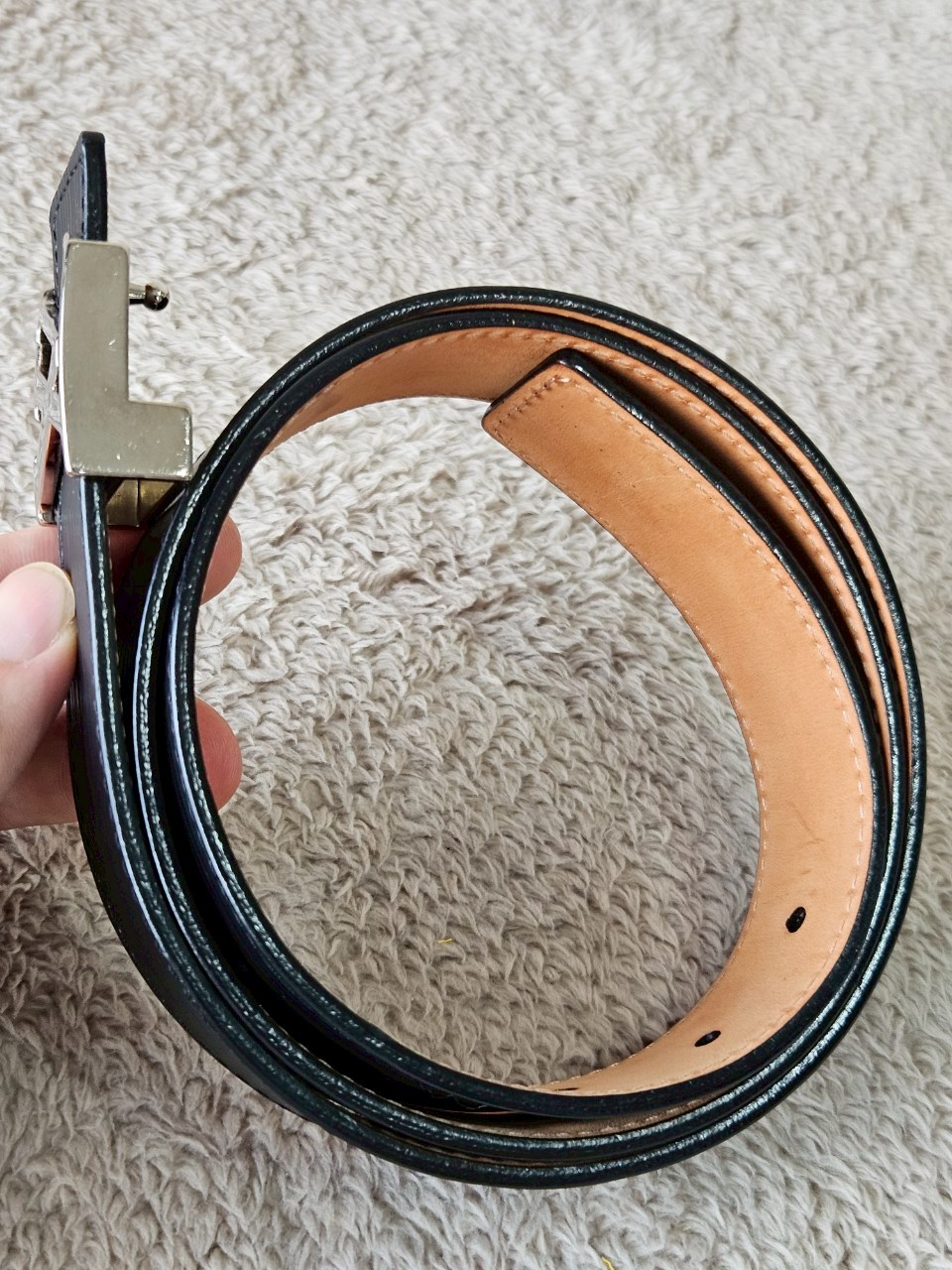 LV M9553 Black EPI Leather Belt