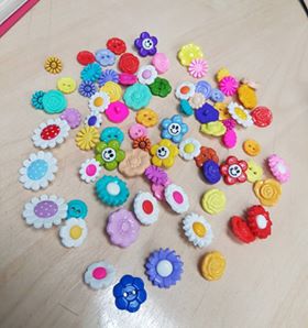 Flower button - assorted col. (60pc/pack)