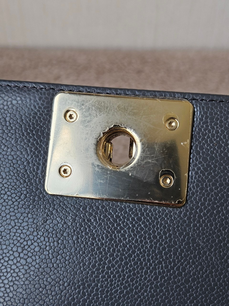 Chanel Boy 10 Cavier SHW สีเทา Microchip