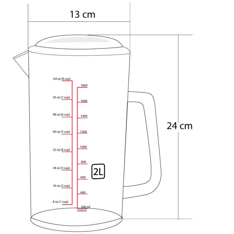 2 Litres Mesuring Ligth Jar with lid and scale 1610-539