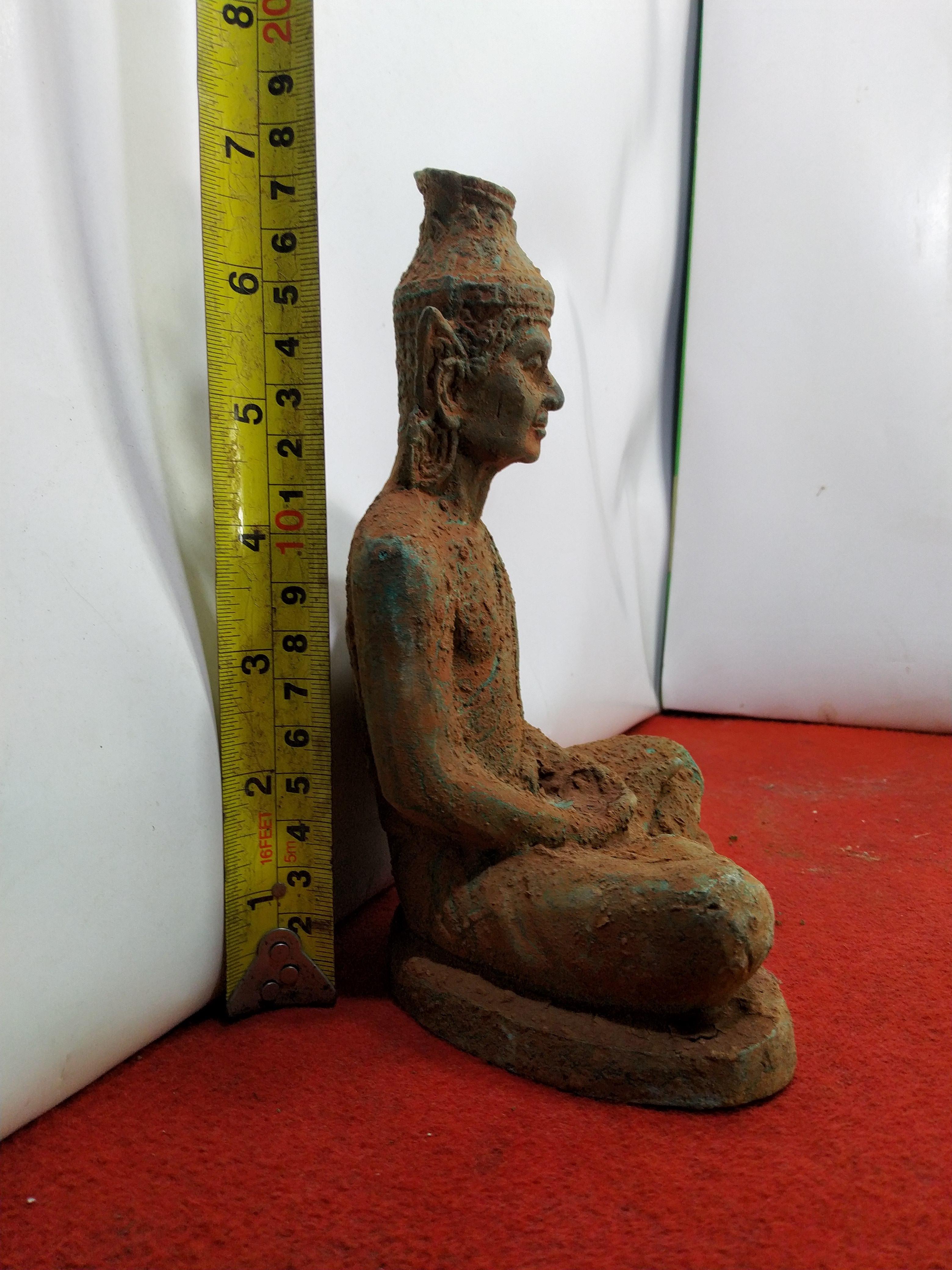 ปู่ฤาษีนารอดนั่งสมาธิ หน้าตัก5นิ้ว เนื้อโลหะสำริดสภาพเก่า