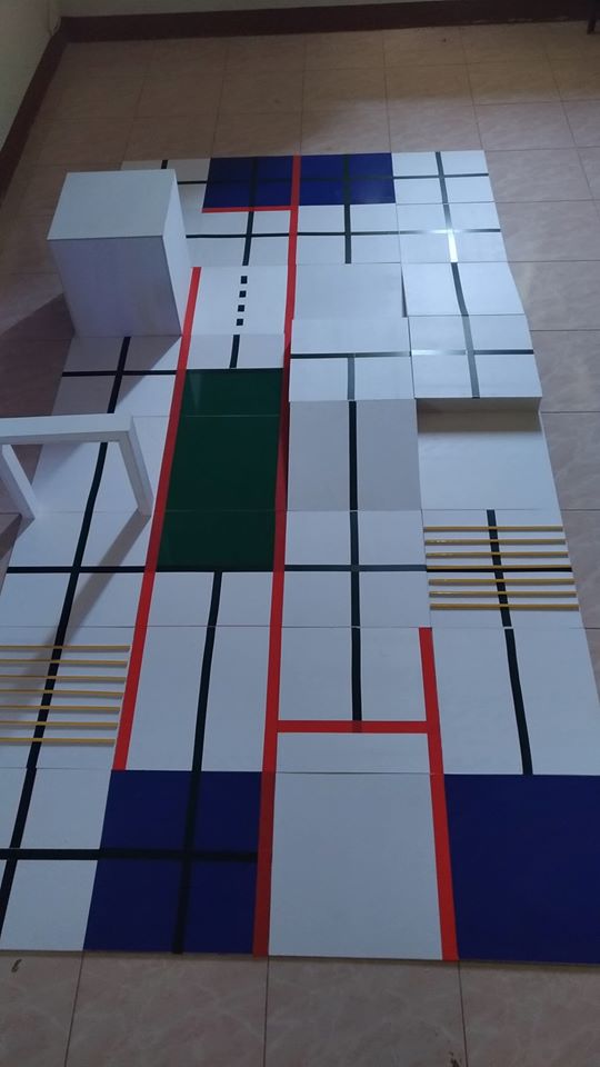 สนามหุ่นยนต์แบบผสมด้วยแผ่นพลาสวูด พร้อม เนิน ซุ้มประตู แท่นวางสาส์น