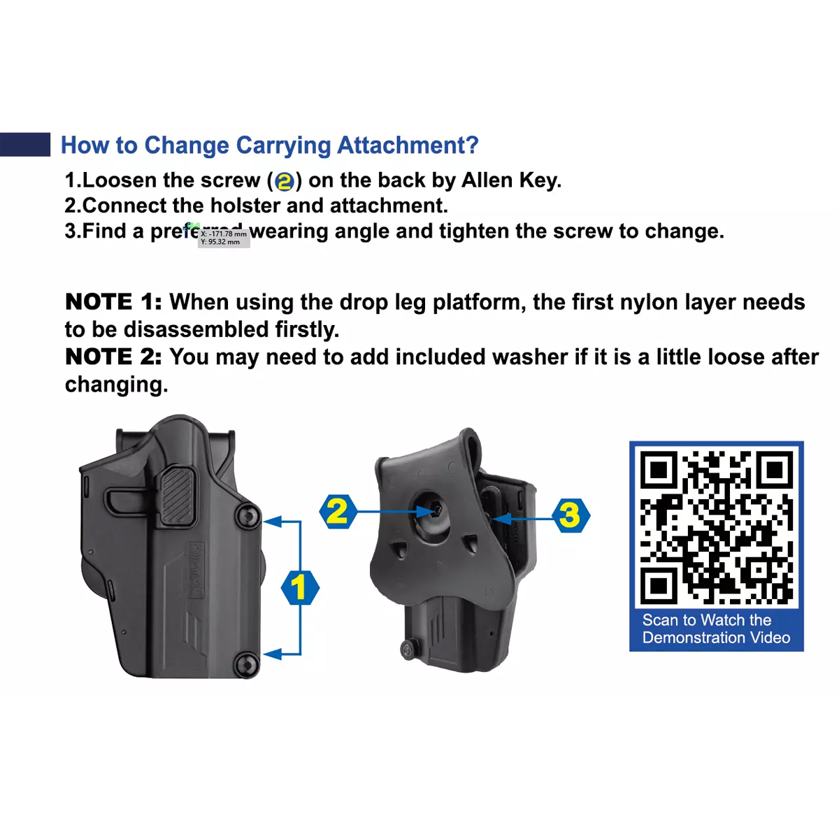 AMOMAX Universal Multi-fit Adjustable Holster (Black)