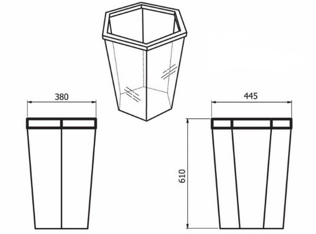 ถังขยะทรงหกเหลี่ยม ถังขยะพลาสติกใส 56 ลิตร