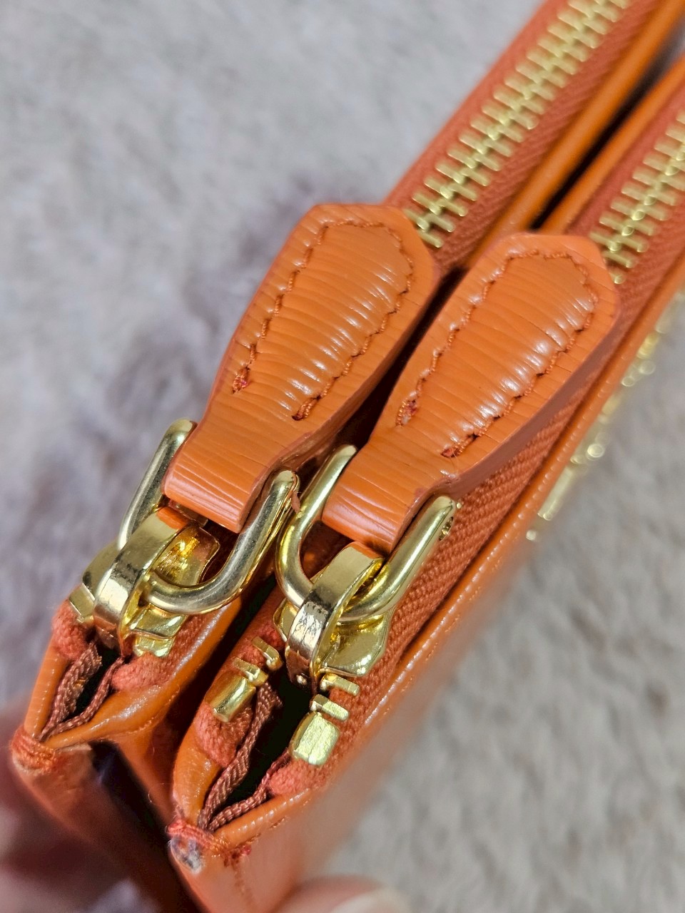 Prada Bifold Double Zip Orange Wallet