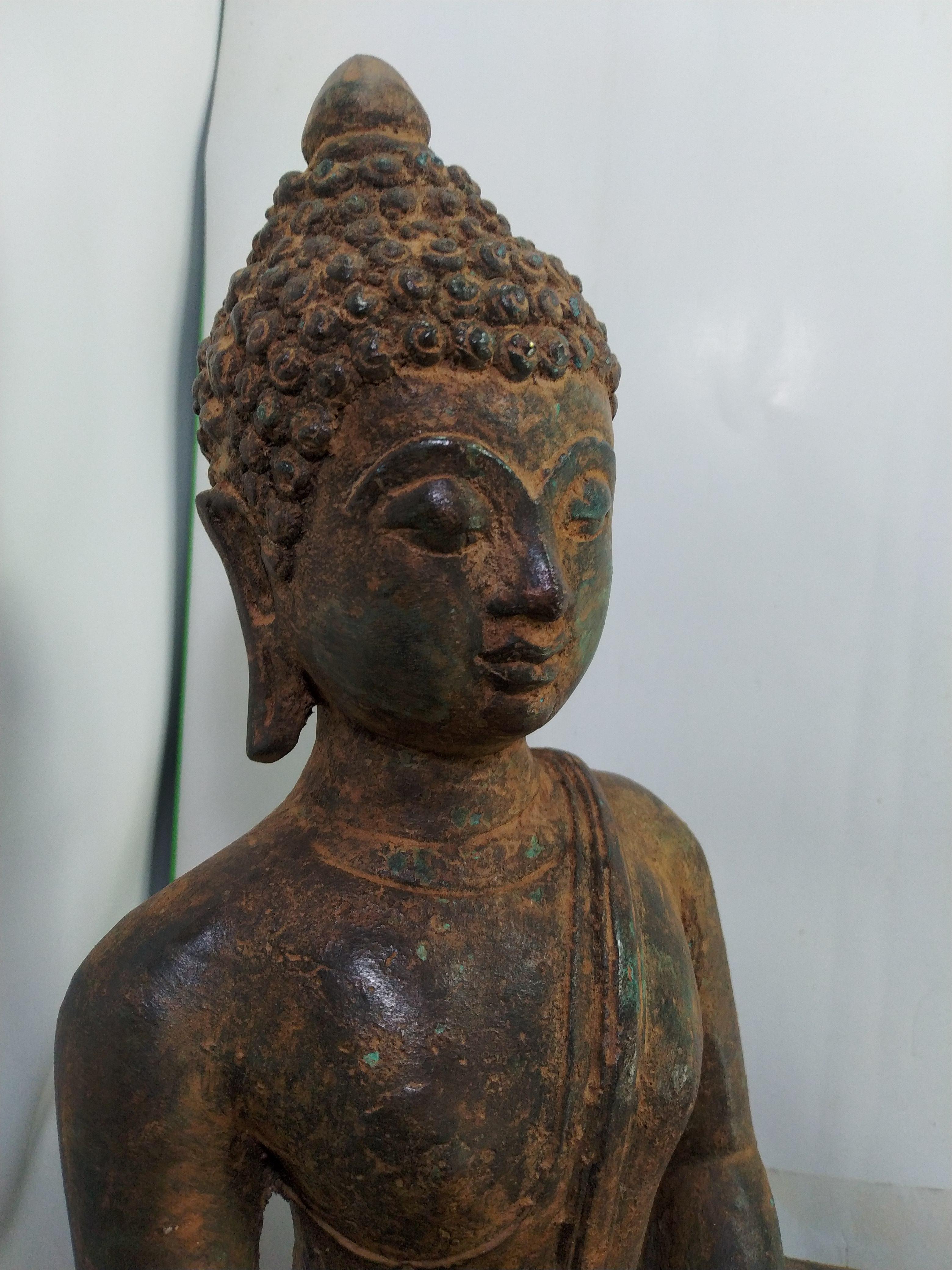 พระเชียงแสน สิงค์3 หน้าตัก 9 นิ้ว เนื้อโลหะสำริดสภ่าพเก่า