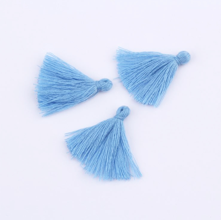 ขายส่ง พู่ด้าย Cotton สีฟ้า Light blue No.27 ยาว 3ซม. บรรจุ 30ชิ้น