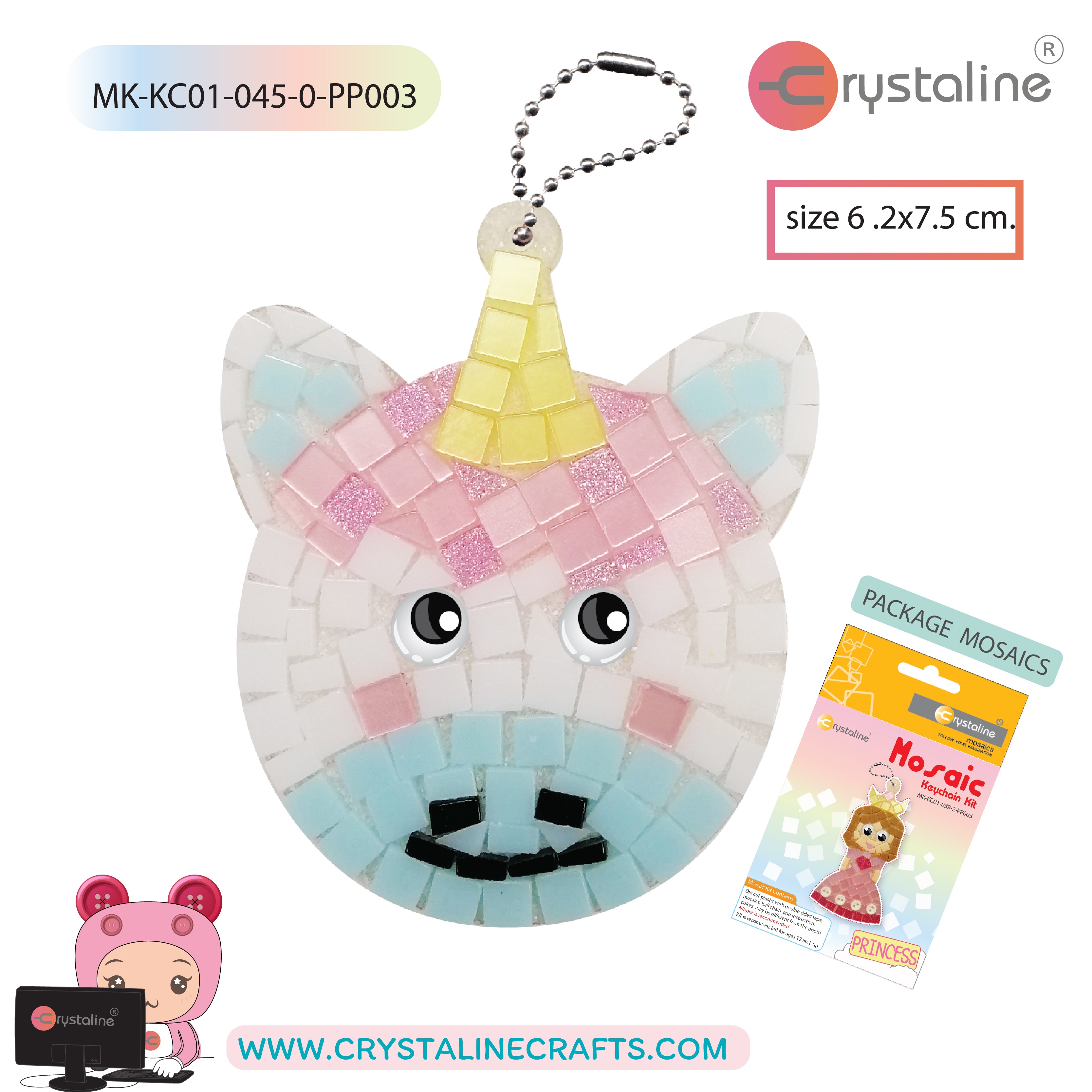 Keychain kit - Unicorn (size 6.2x7.5 cm,1pc/pack)