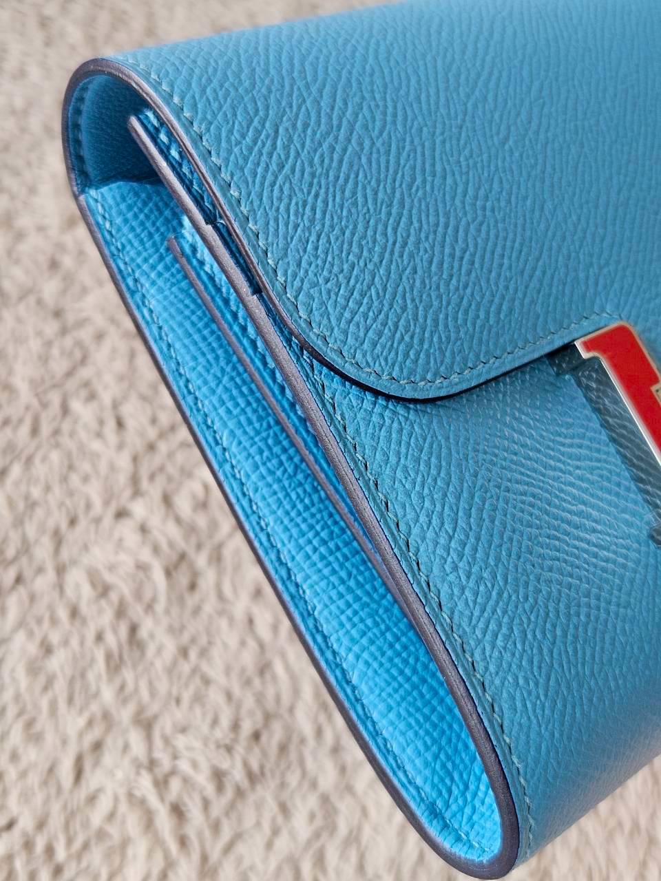 Hermes Constance Light Blue Wallet
