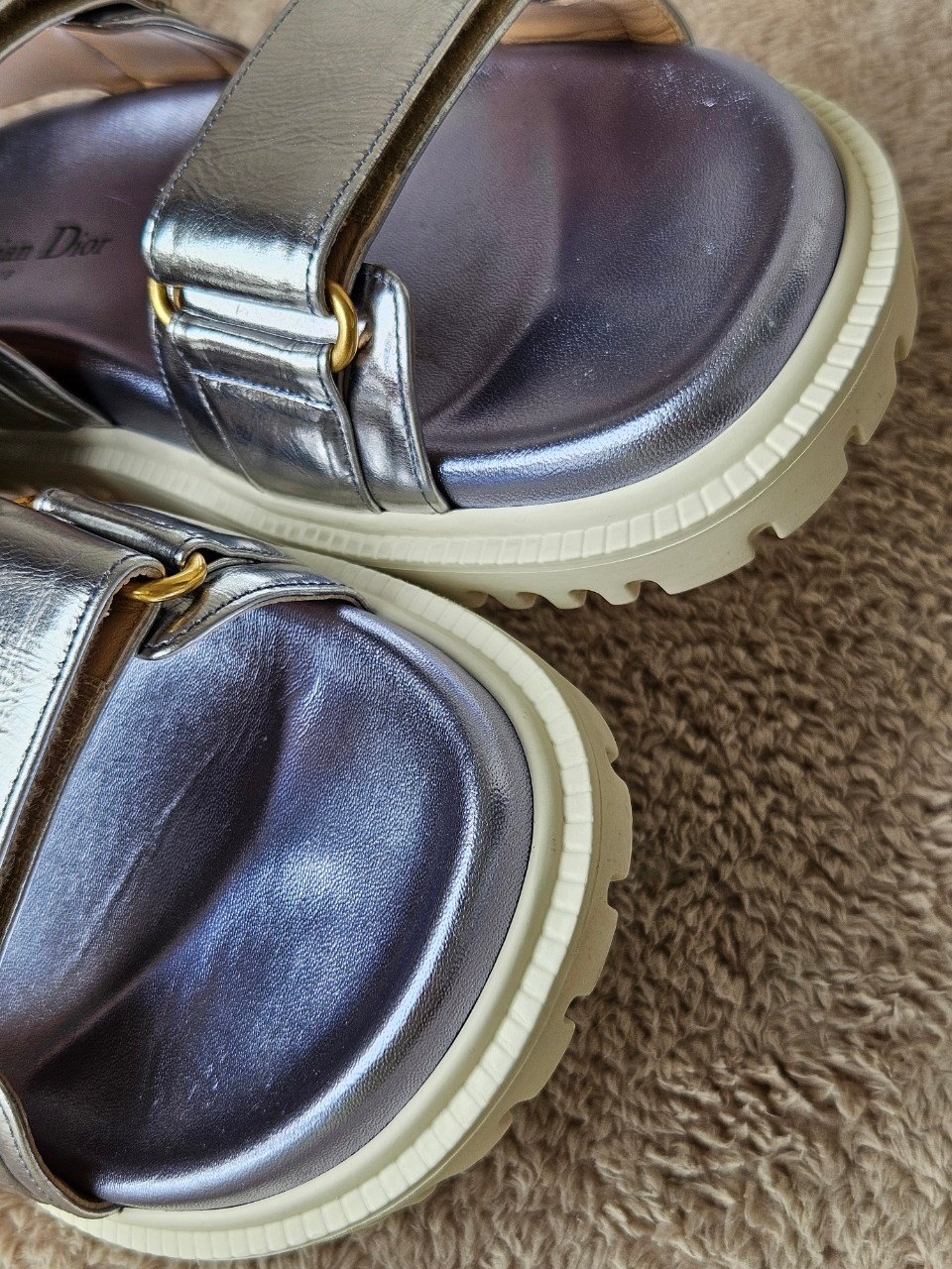 Dior Dioract Silver Leather Sandals