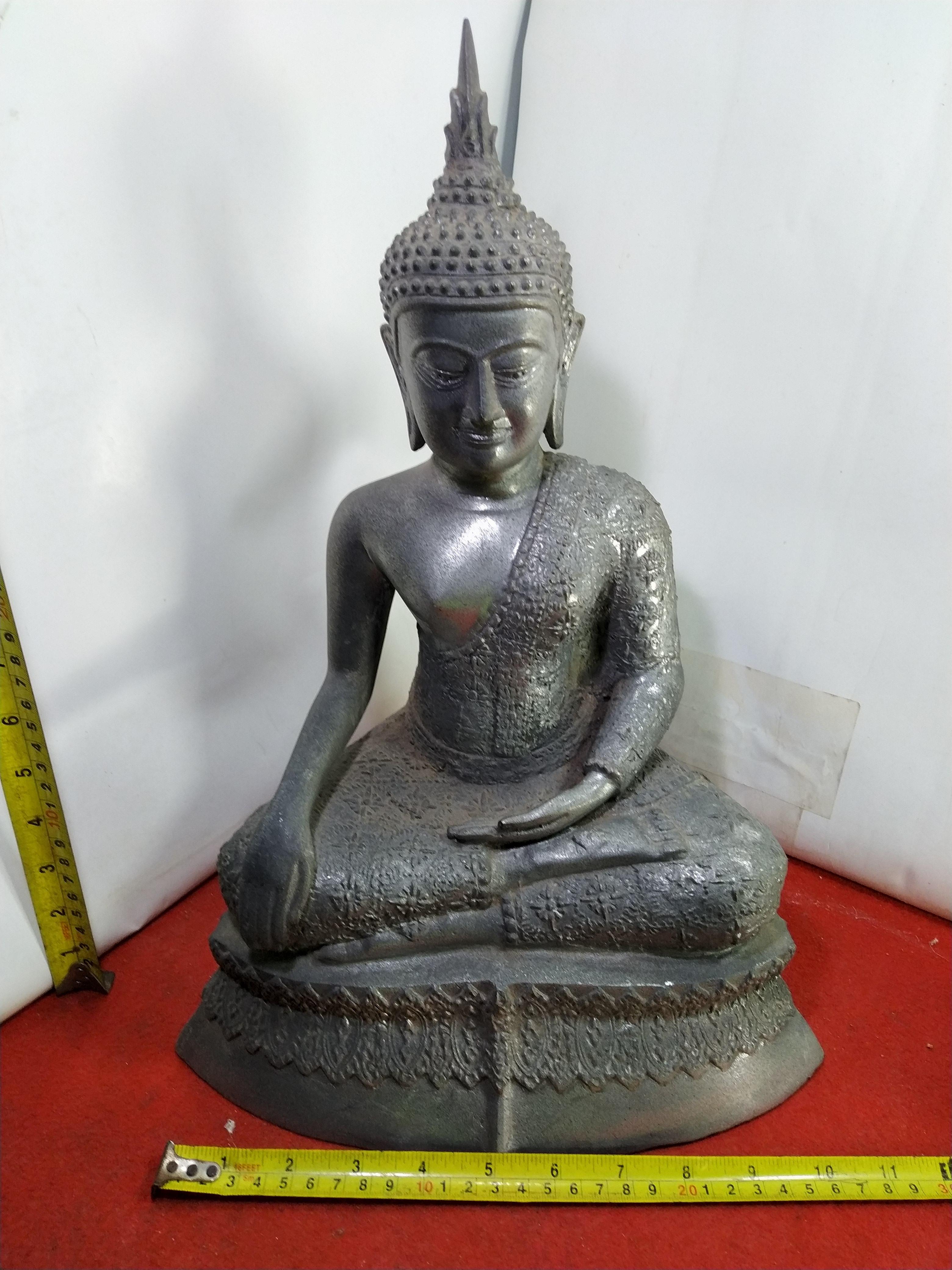 พระอู่ทอง ปางชนะมาร ห่มจีวรลายดอกพิกุลงดงาม หน้าตัก 9 นิ้ว