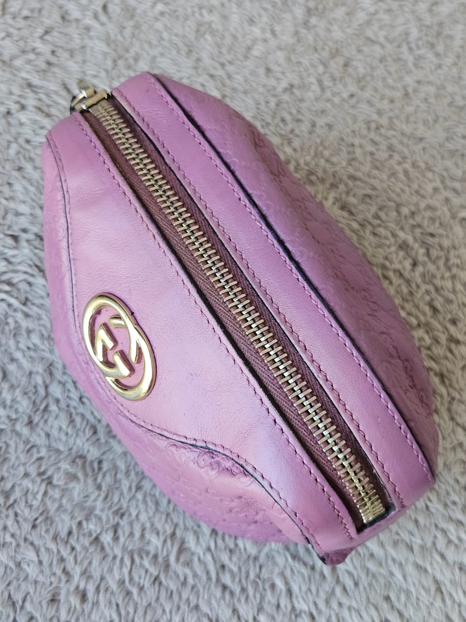 Gucci Small Pouch Cosmetic Pink Leather Interlocking G