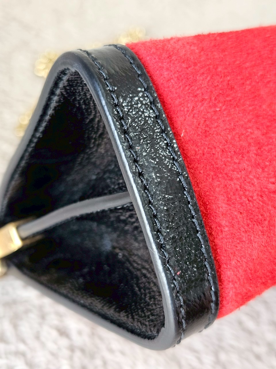 Gucci 503877 Ophidia Red Suede Chain Shoulder Bag