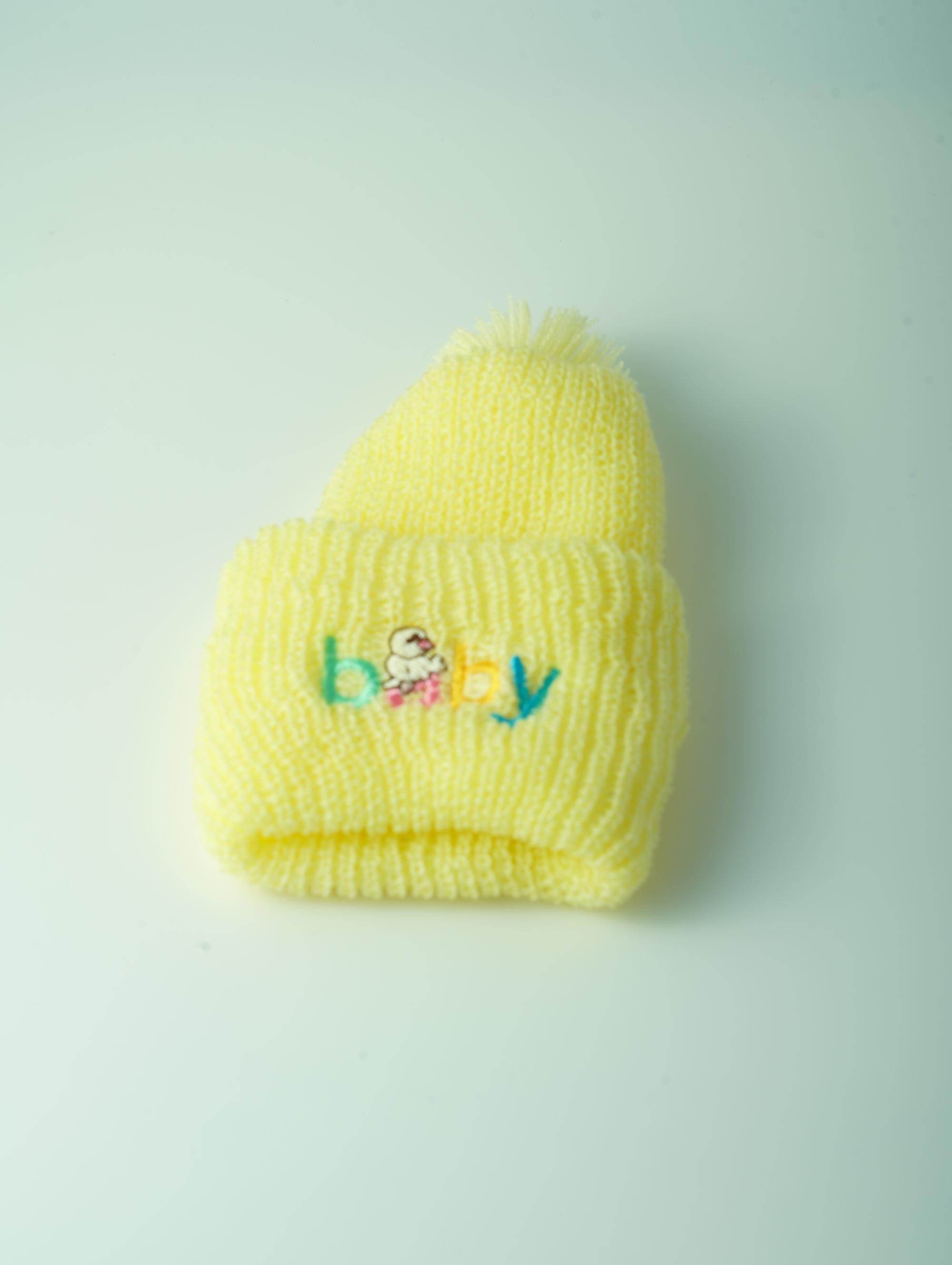 ขายส่ง หมวกไหมพรมเด็กแรกเกิด รุ่นหมวกพื้นสี ปักBABY (ราคาต่อโหล) nongnini1988