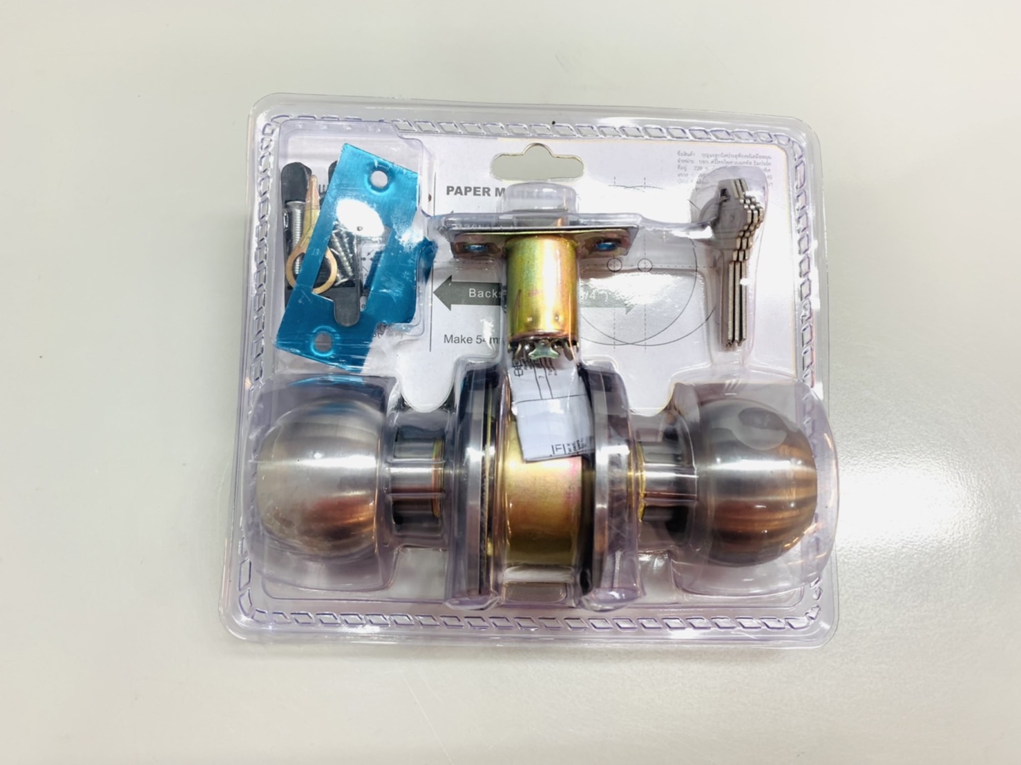 ลูกบิดประตูหัวกลม เหล็กชุบด้าน อัแผง CTX