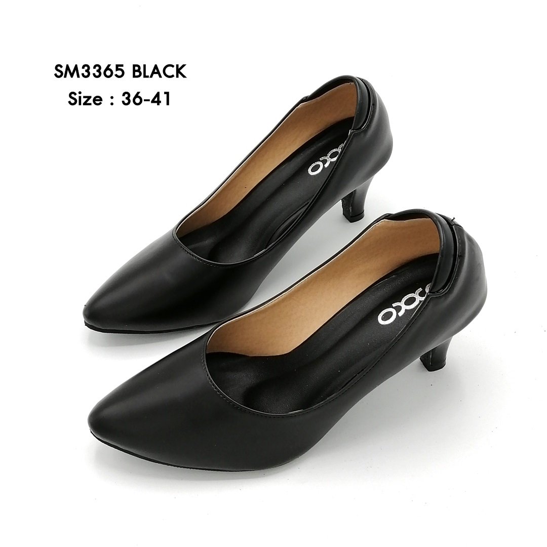 รองเท้าคัทชู รองเท้าใส่ทำงาน รองเท้านักเรียน หนังนิ่มเงา ส้นสูง2.5นิ้ว ใส่นิ่มใส่สบาย SM3365