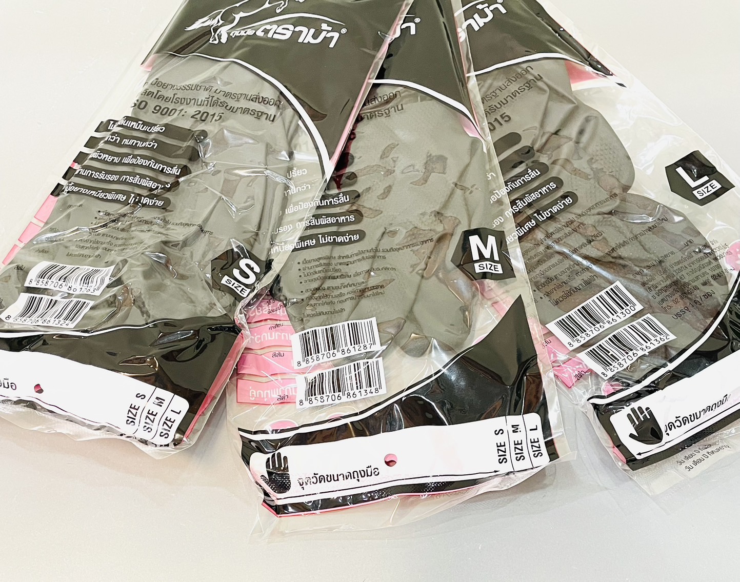 ถุงมือยางบางดำ ตราม้า