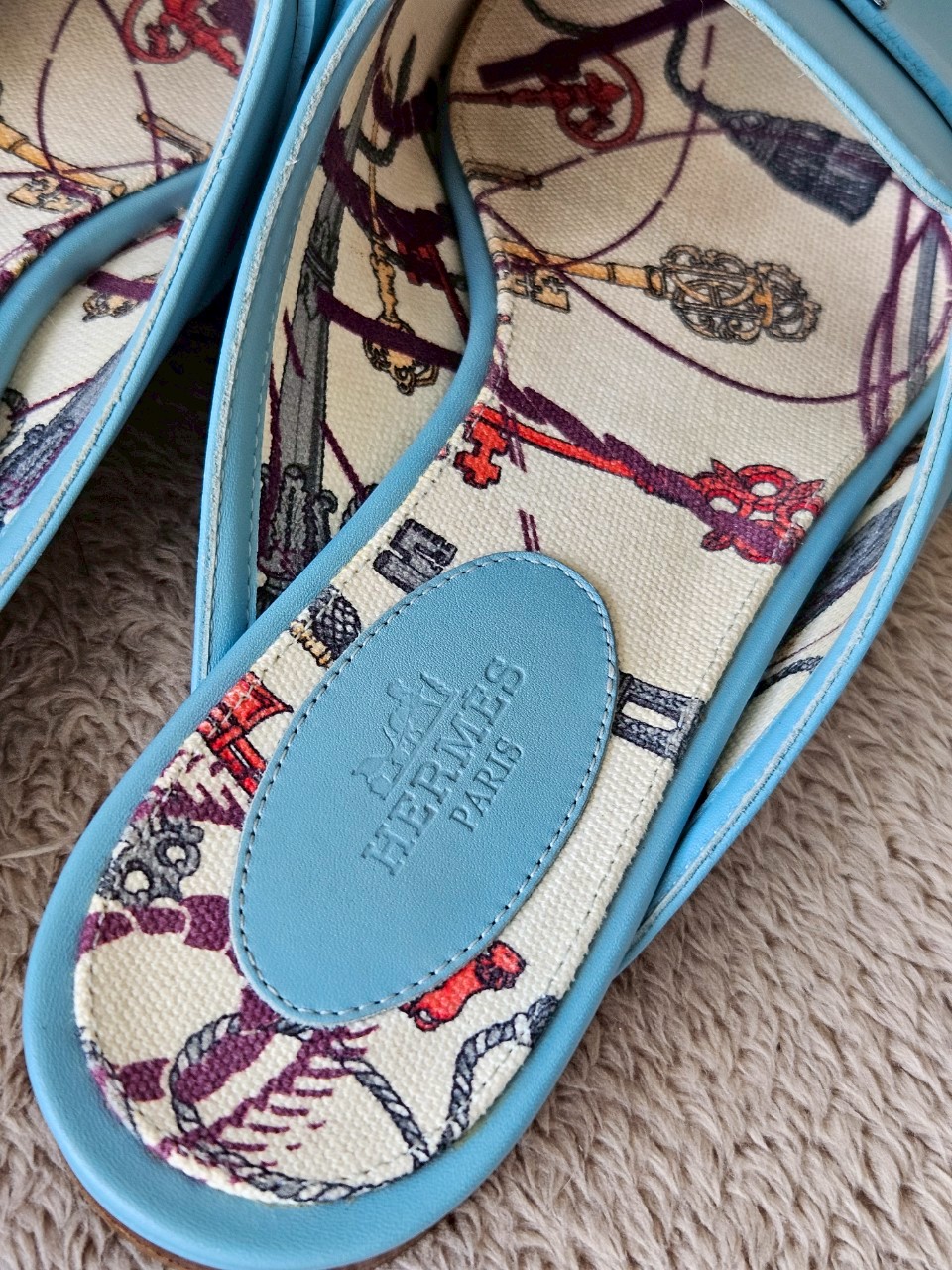 Hermes Oz Mules Blue