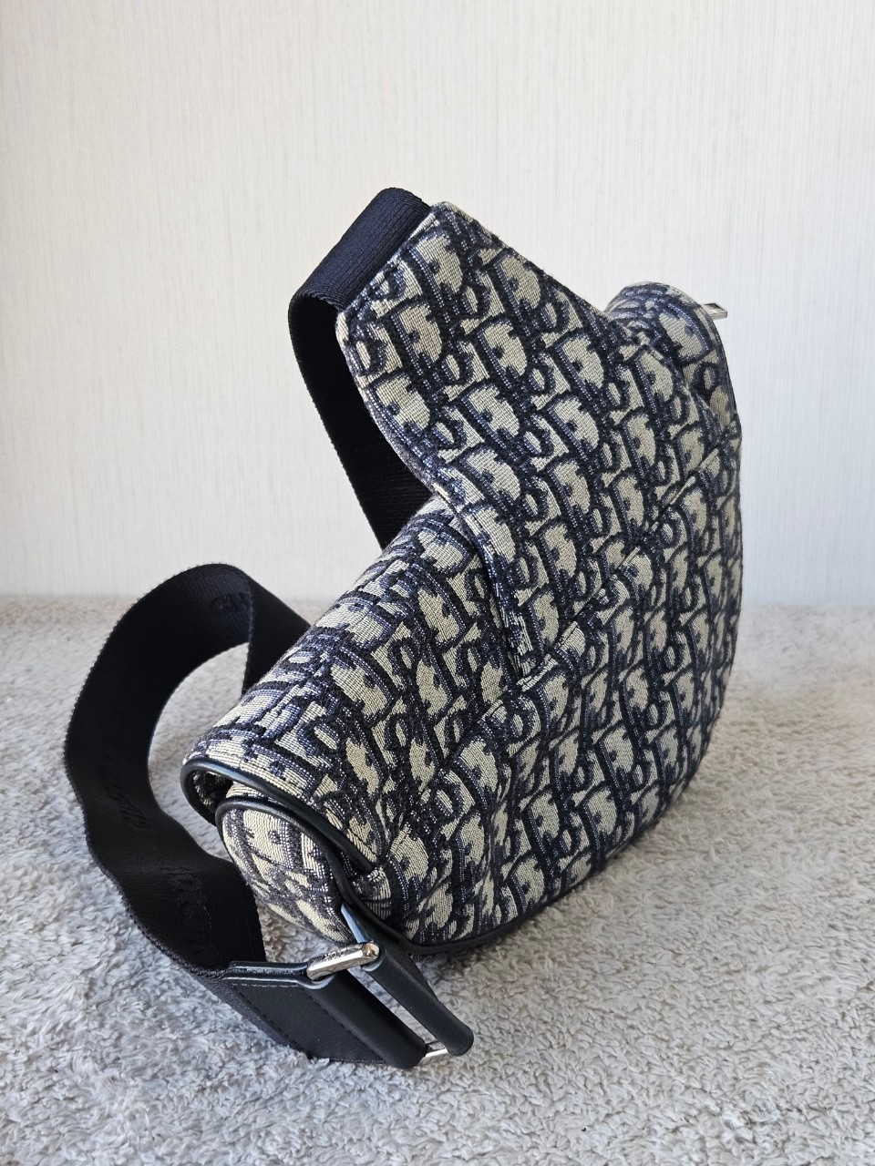 Dior Saddle Beige and Black Oblique Jacquard