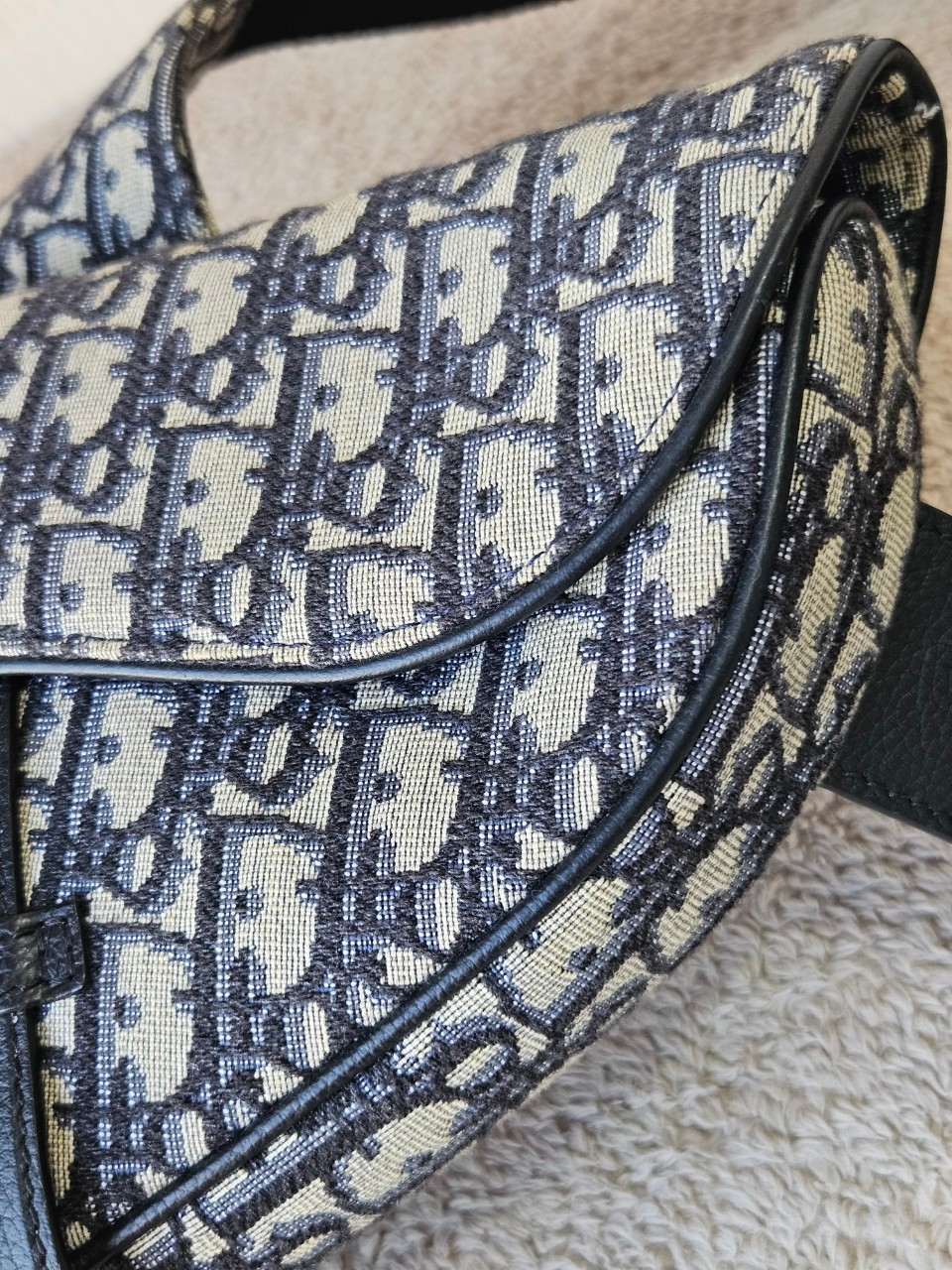 Dior Saddle Beige and Black Oblique Jacquard
