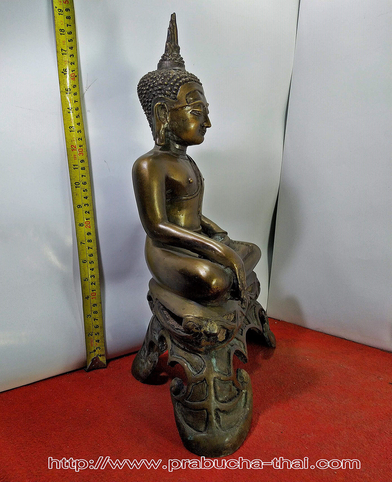 พระอู่ทอง ปางชนะมาร ฐานสามขาฉลุลาย หน้าตัก 9 นิ้ว