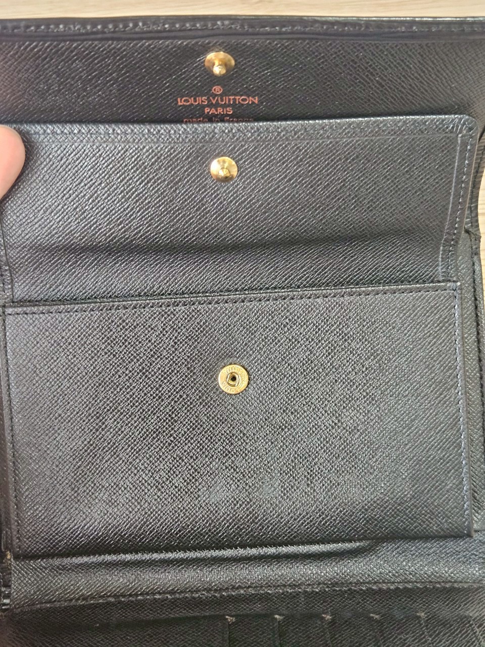 LV Epi Trifold Black Long Wallet