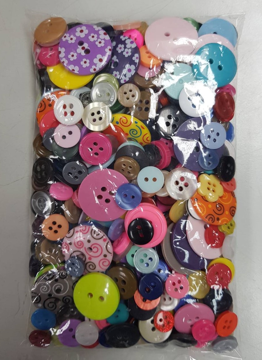 Mixed button in bag - Assorted col. (150g/pack)