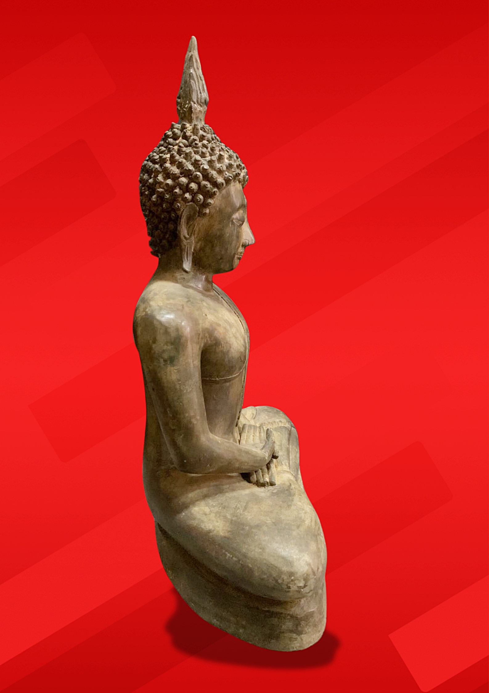 พระสุโขทัย ปางสมาธิ หน้าตัก 15 นิ้ว เนื้อสำริดสภาพเก่า