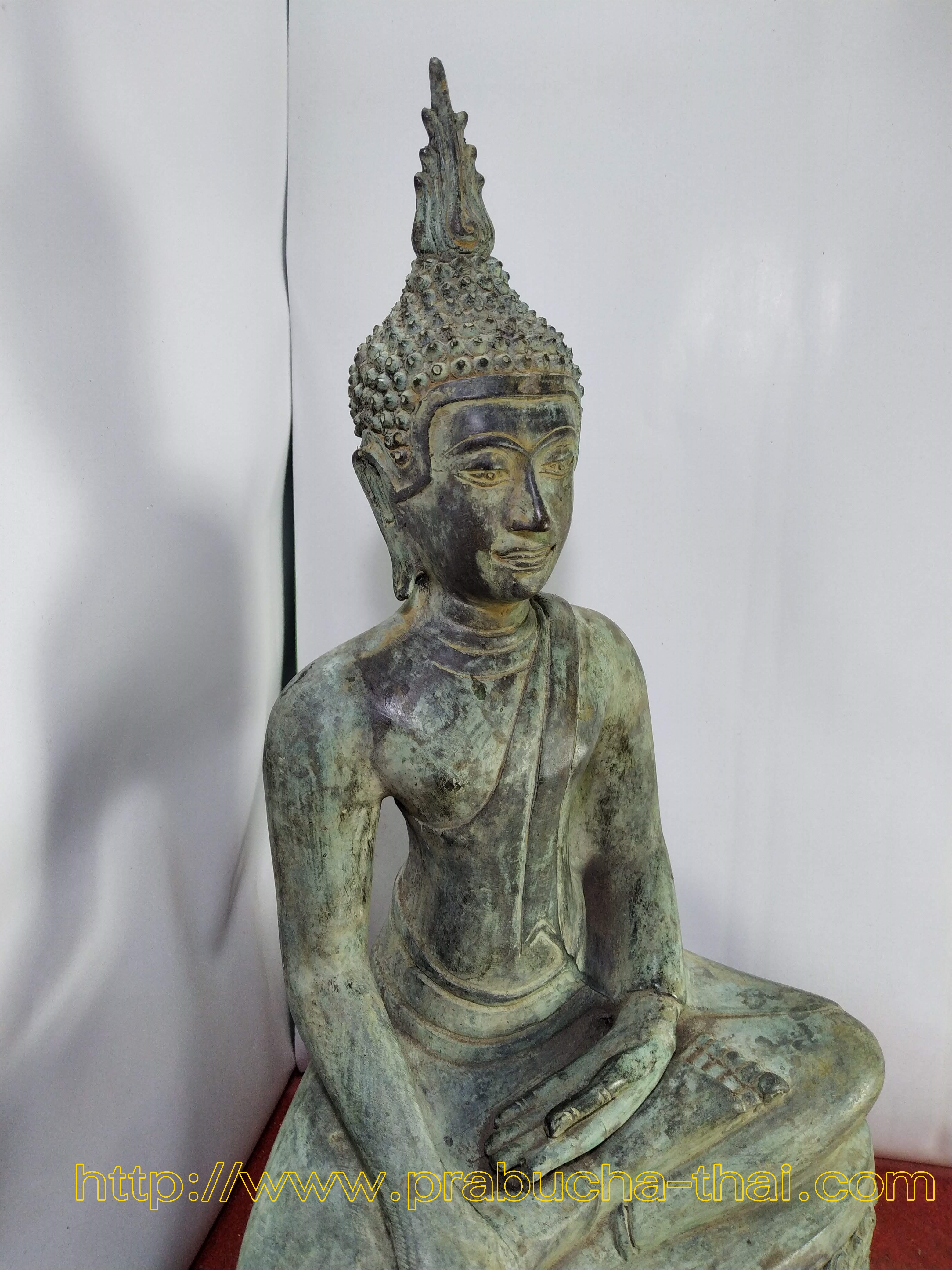 พระอู่ทอง ปางชนะมาร ฐานลายช้าง หน้าตัก 9 นิ้ว สภาพเก่า