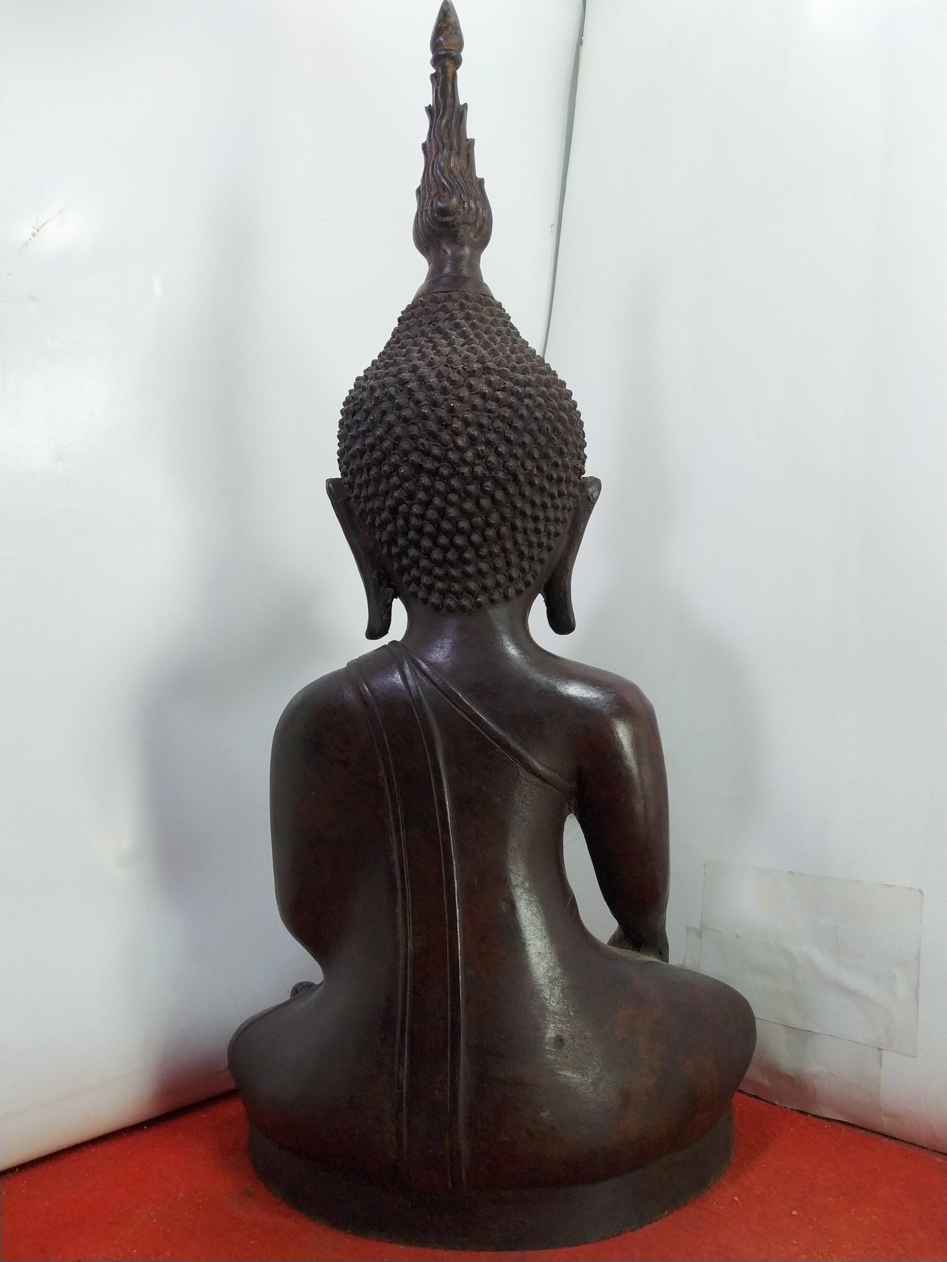 พระเชียงรุ้ง ปางมารวิชัย เกตุเพลิง หน้าตัก 9 นิ้ว เนื้อโลหะสำริด