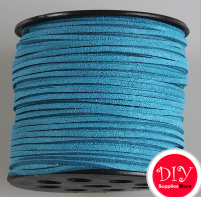 ขายส่ง เชือกหนัง เชือกแบน เชือกหนังชามัวร์ เกาหลี สีน้ำทะเล #1080 (1ม้วน/100หลา)