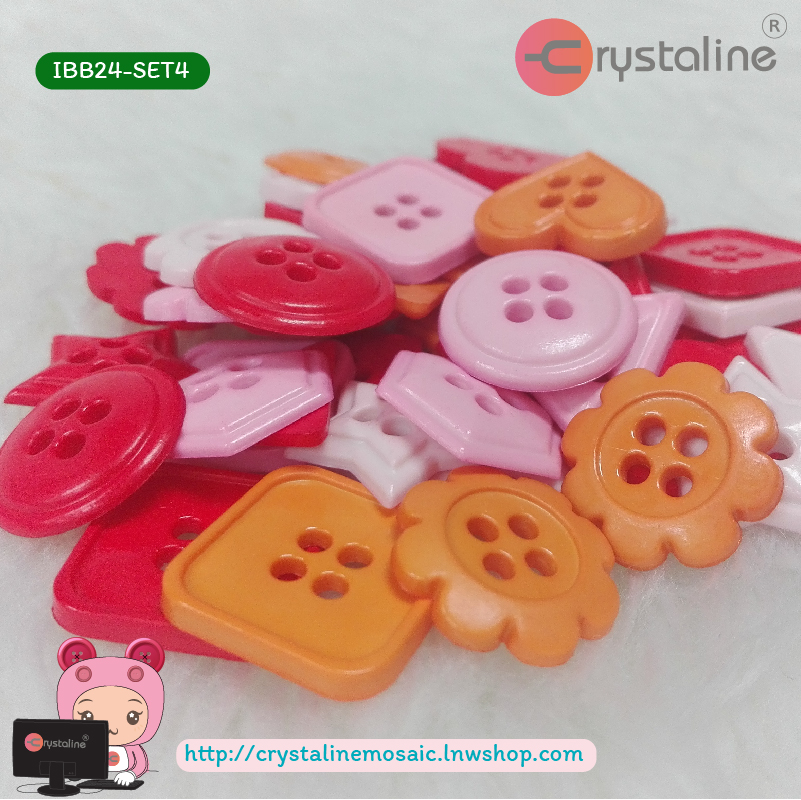 Geometry button - Pink citrus col. (40g/pack)