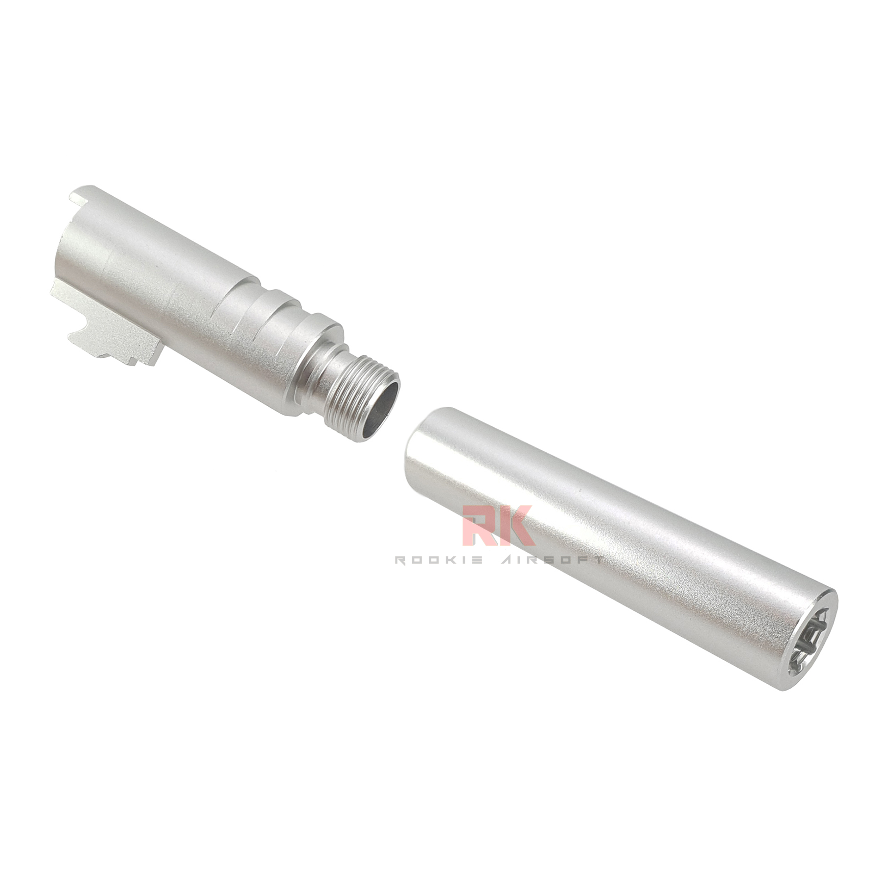KF Airsoft CNC Aluminum Threaded Outer Barrel For Marui Hi-Capa 5.1 - Silver
