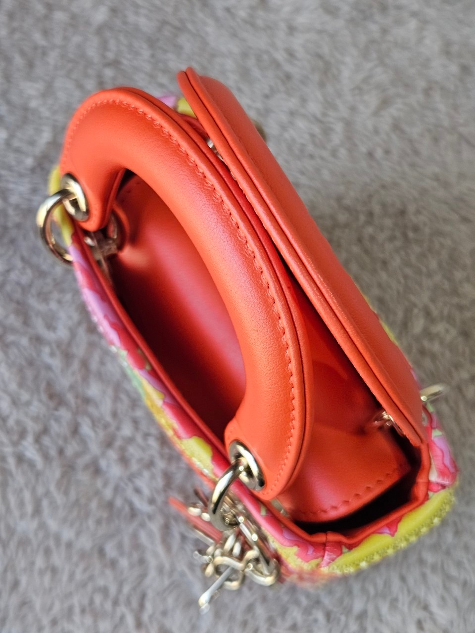 Lady Dior Micro Multicolor - Orange Gold Hardware