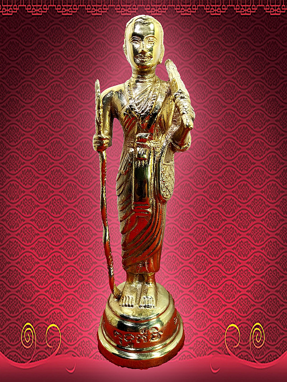 พระสิวลี องค์ ยืนสูง 10 นิ้ว เนื้อโลหะทองเหลืองปัดเงา