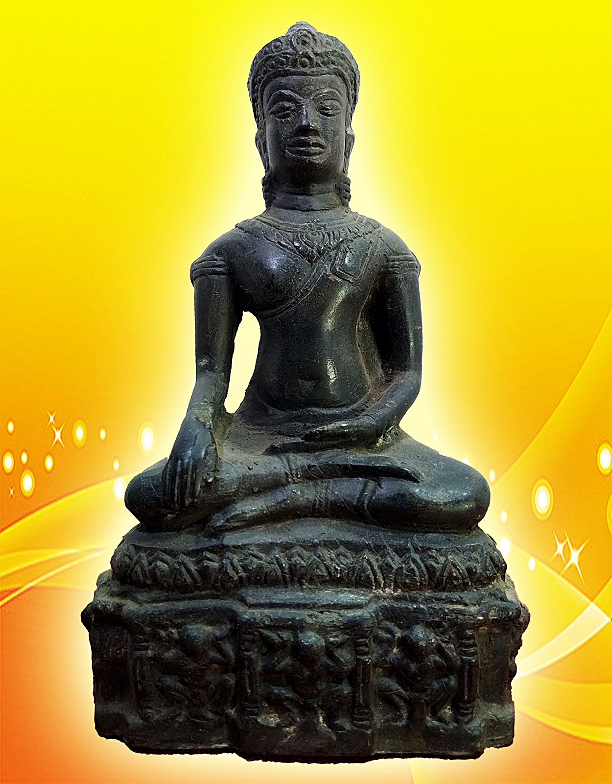 พระพุทธลพบุรี ทรงเครื่อง วานรล้อมฐาน หน้าตัก 5 นิ้ว เนื้อสำริด