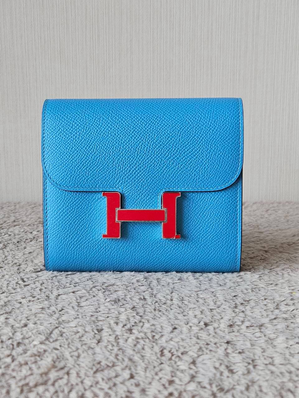 Hermes Constance Light Blue Wallet
