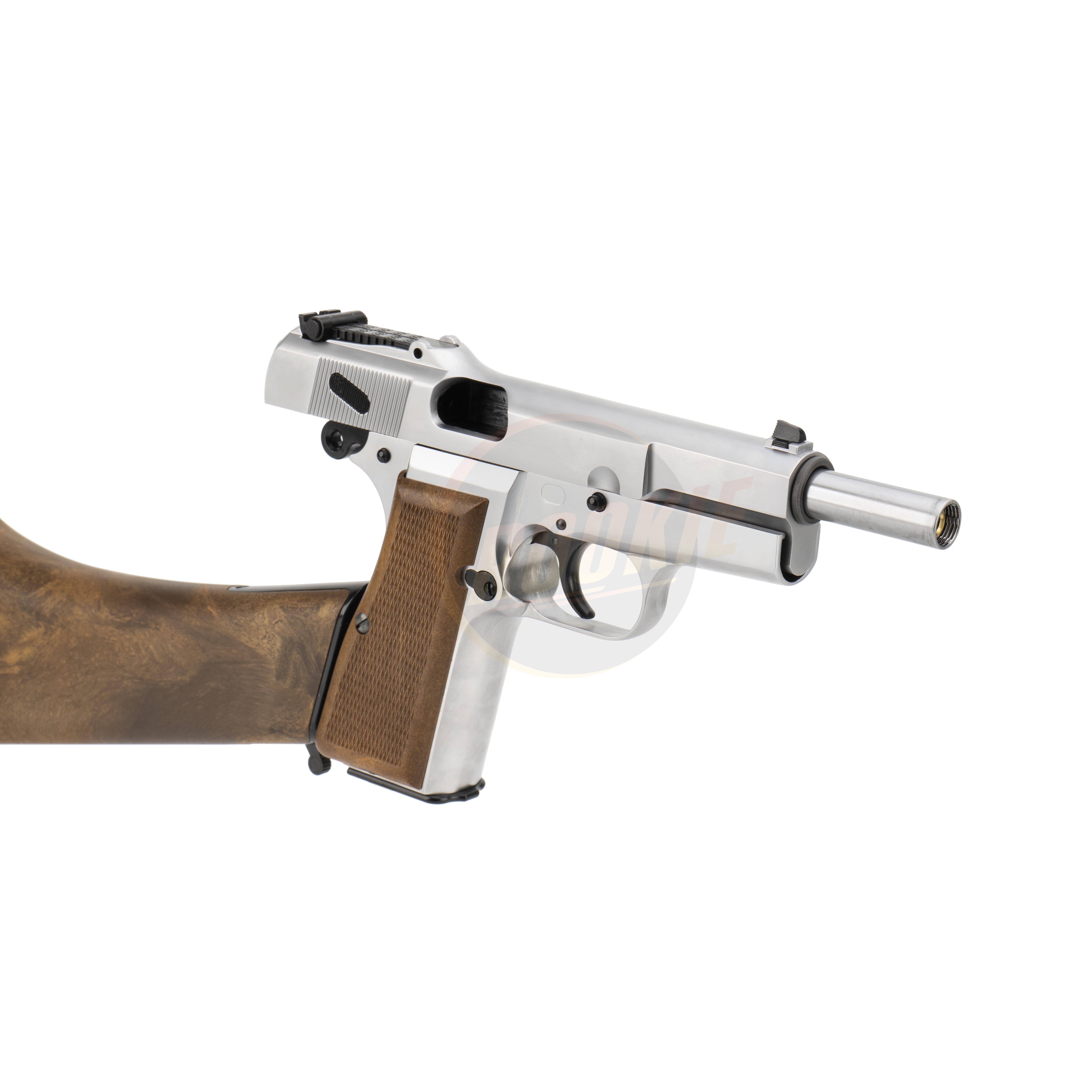 WE New Browning Hi-Power MK1 with Stock - Silver