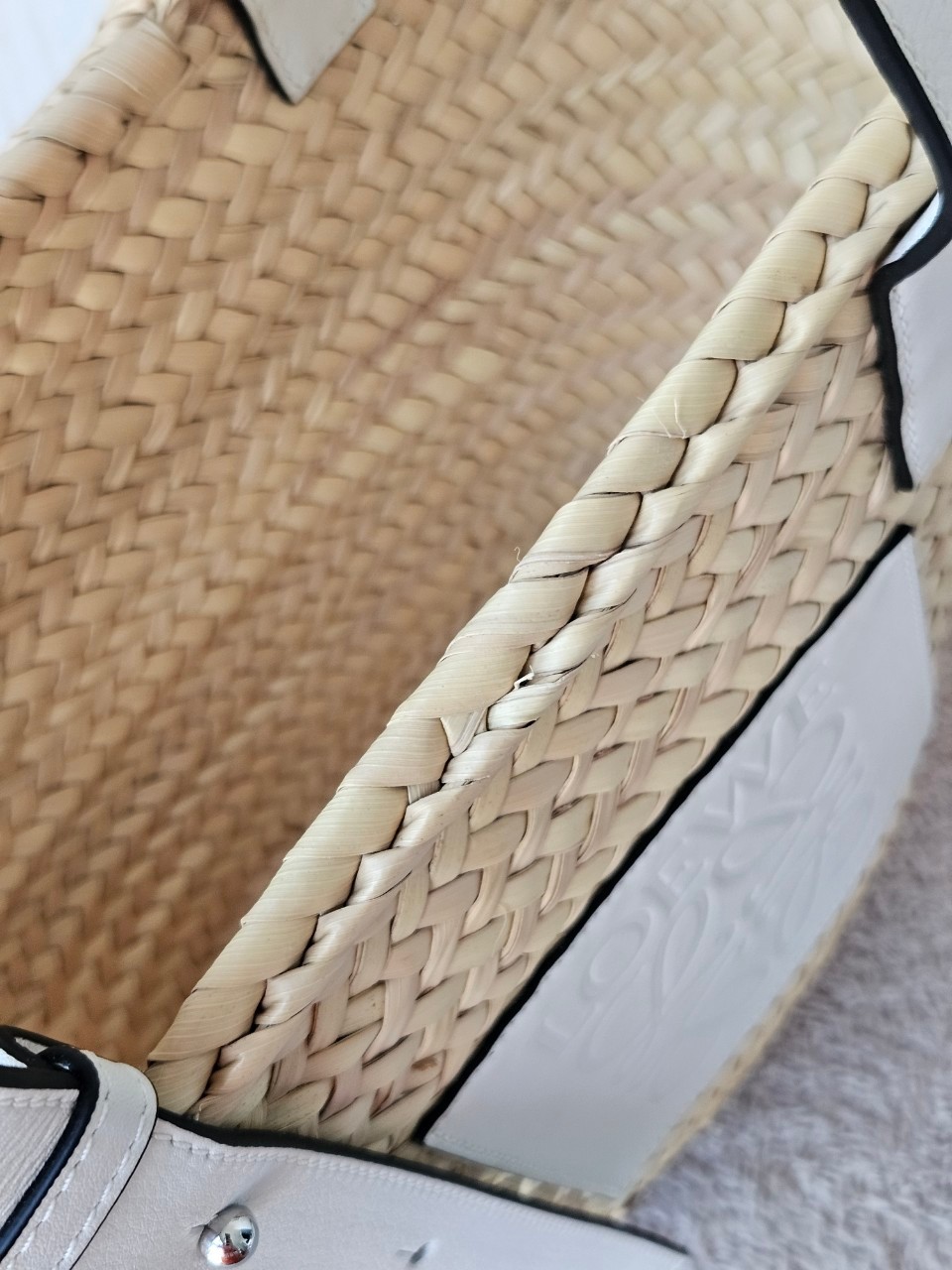 Loewe Basket Bag In Palm Leaf and Calfskin