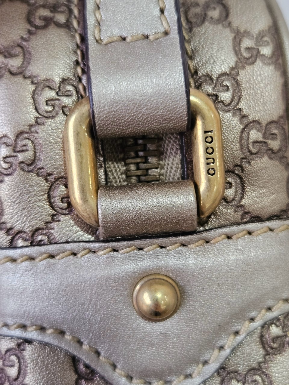 Gucci Guccissima Bamboo Metallic Gold Shoulder bag