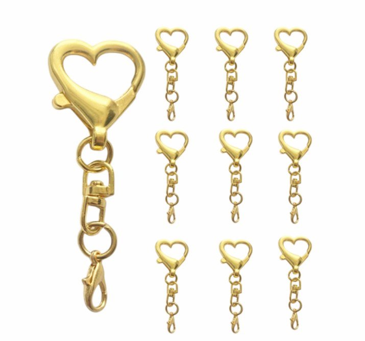 ต้นทุนล๊อตใหม่ ถูกลง!!! (12ชิ้น, 25ชิ้น, 50ชิ้น) **แบบคุณภาพดี งานสวย แข็งแรง ไม่ป๊องแป๊ง** อะไหล่พวงกุญแจ DIY ห่วงพวงกุญแจ ตะขอพวงกุญแจ ชุดรูปหัวใจ+ข้อต่อ+ตะขอก้ามปู