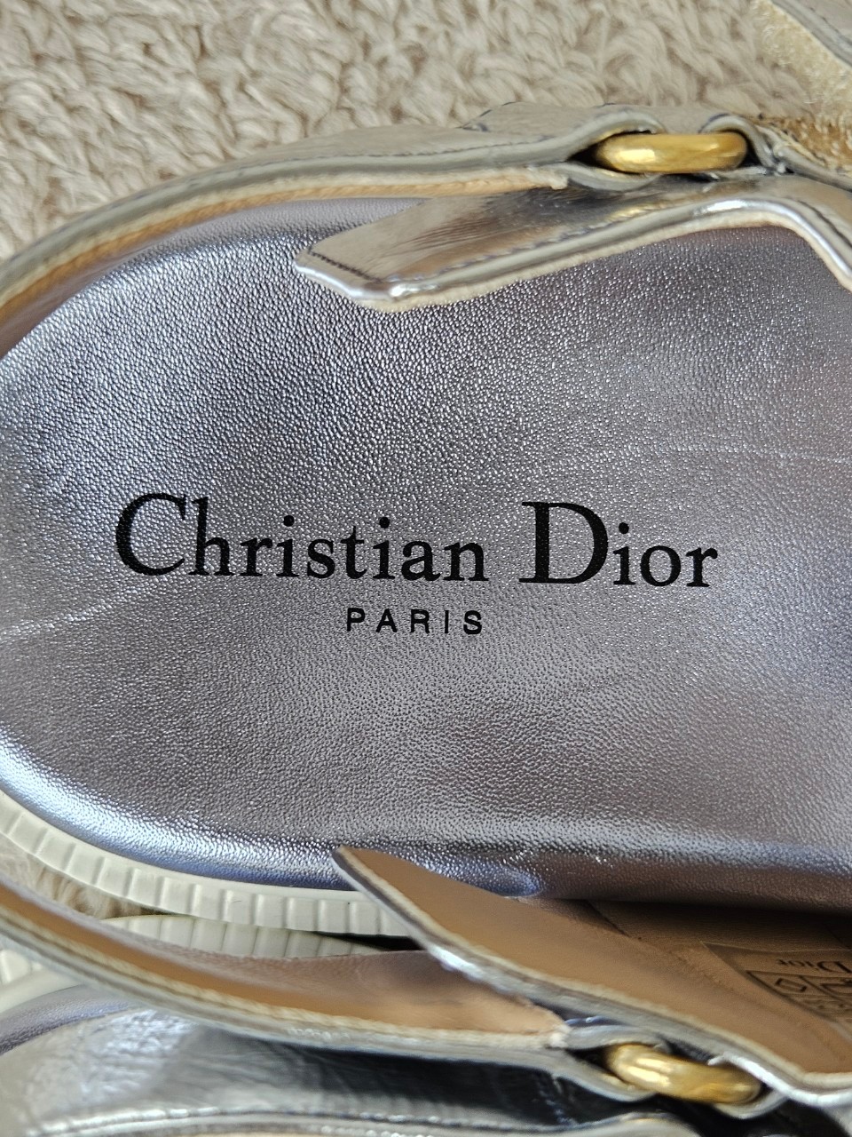 Dior Dioract Silver Leather Sandals