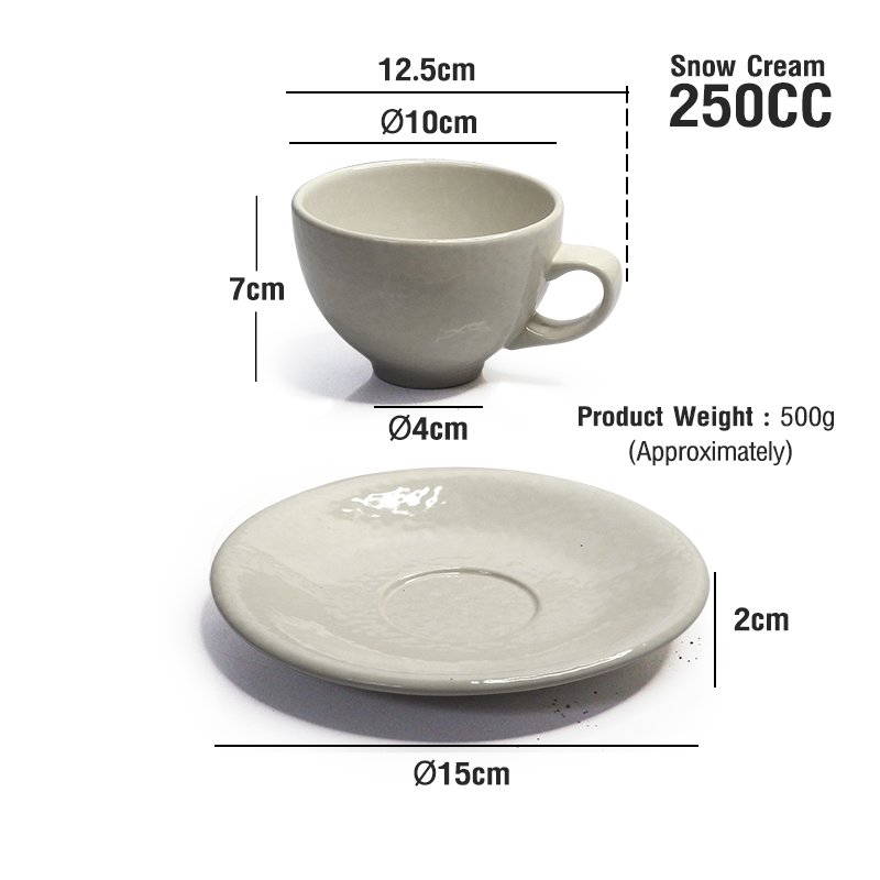 Coffee Cup Snow Cream 250 CC.with Saucer