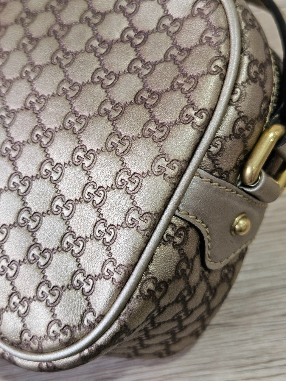 Gucci Guccissima Bamboo Metallic Gold Shoulder bag