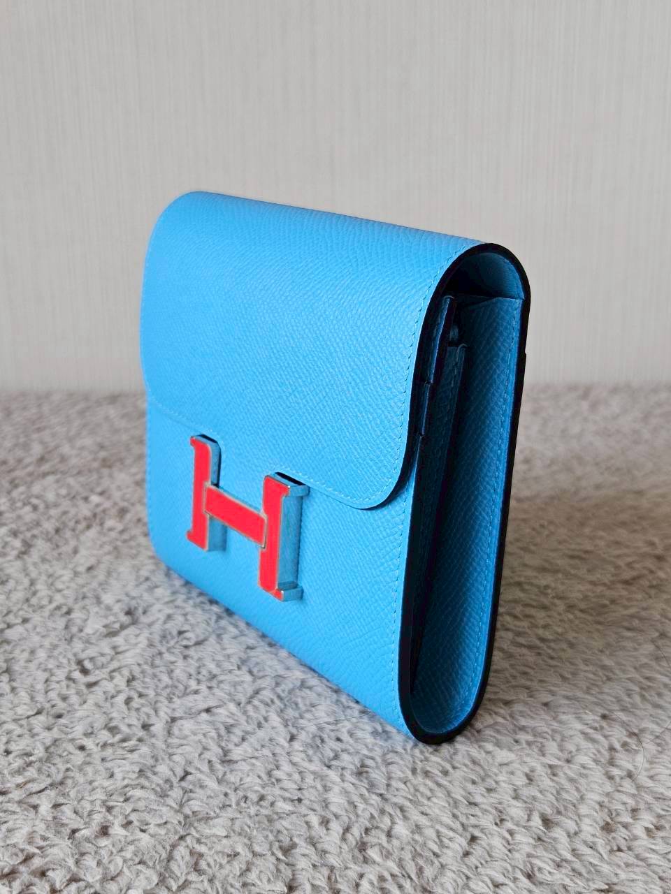 Hermes Constance Light Blue Wallet