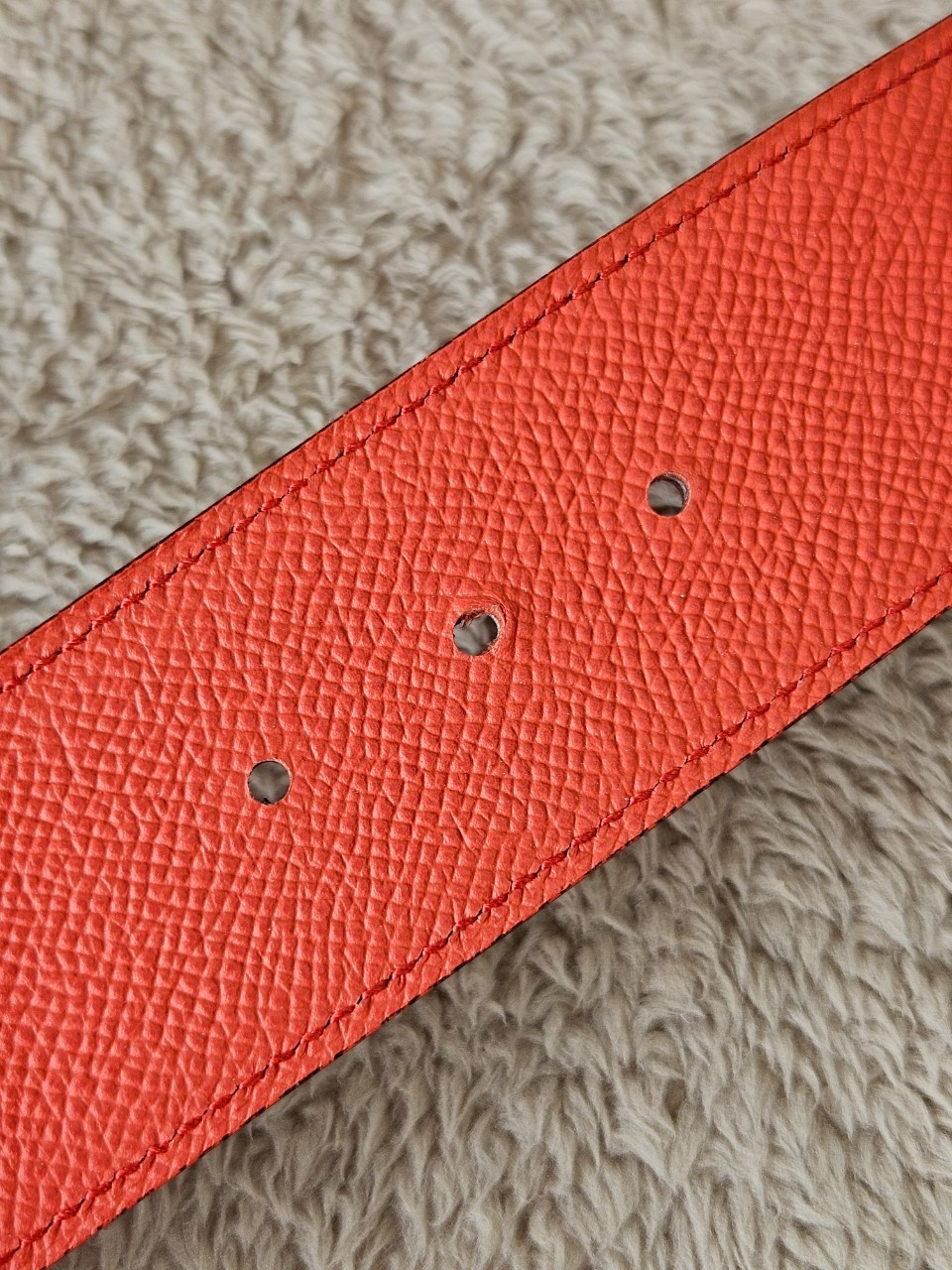 Hermes belt 42mm size85 เอว33-34.5 สายสีแดง/โอรส