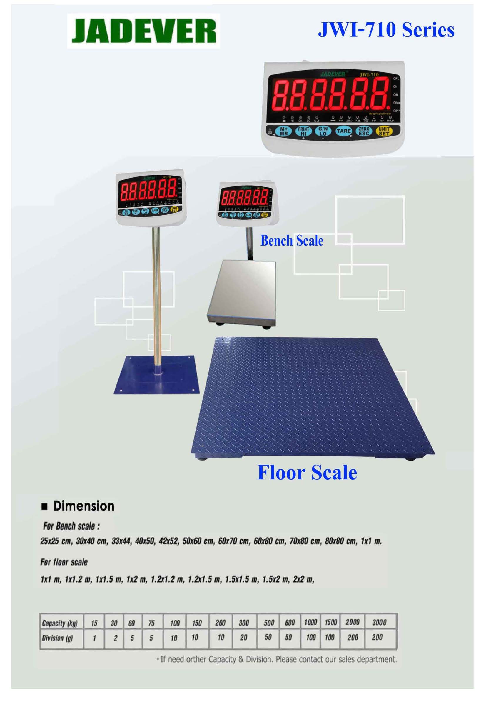 JADEVER เครื่องชั่งดิจิตอลเครื่องชั่งตั้งพื้นขนาด60-300Kgแท่นชั่งน้ำหนักเครื่องชั่งขนาด40x50ถึง80x80Cm JWI 710