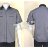 รหัส A5.5 : เสื้อช่างแขนสั้นผ้าคอมทวิวสีเทากุ้นกรมท่า