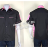 รหัส A13.12 : เสื้อช่างแขนสั้นผ้าคอมทวิวสีดำข้างชมพูอ่อน